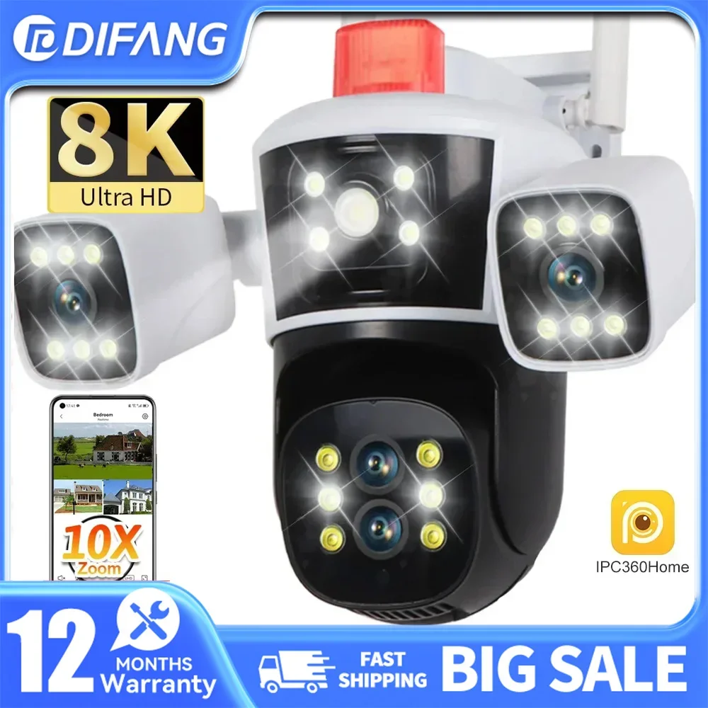 

DIFANG 20MP Five Lens WiFi PTZ IP Surveillance Camera Security Camera CCTV Waterproof Panoramic Outdoor Street 10x Optical Zoom