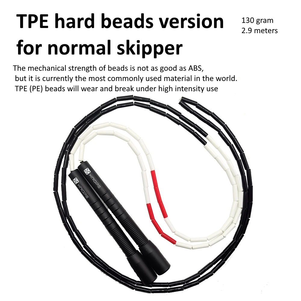 NEVERTOOLATE XROPE ABS 7mm hard beads jump skipping rope beaded skip rope Professional competition 2.9 meter long handle