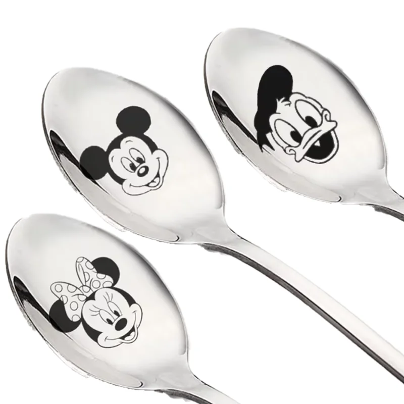 New Minnie Mickey Mouse Spoon Kids Cute Tableware Tablespoon Cartoon Anime Derivative Peripherals Spoons Birthday Party Gifts