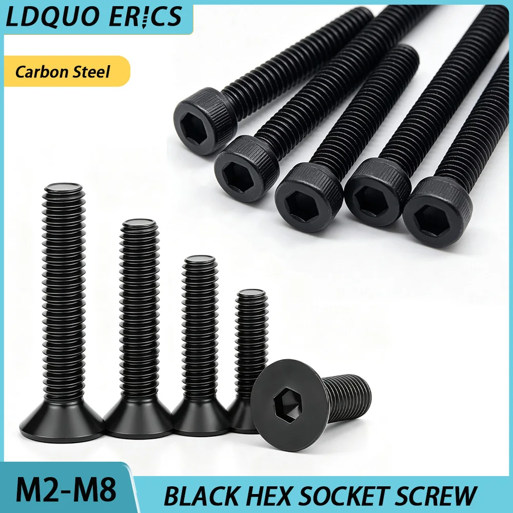 20-300 Black Carbon Steel Hex Socket Screw M2 M2.5 M3 M4 M5 M6 M8 DIN912 Hexagon Allen Bolt ISO7380 Metal Machine Screws DIN7991
