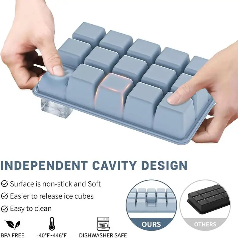 15Grid Food-grade Silicone Tray Extra-large Ice Cubes for Party Drinks