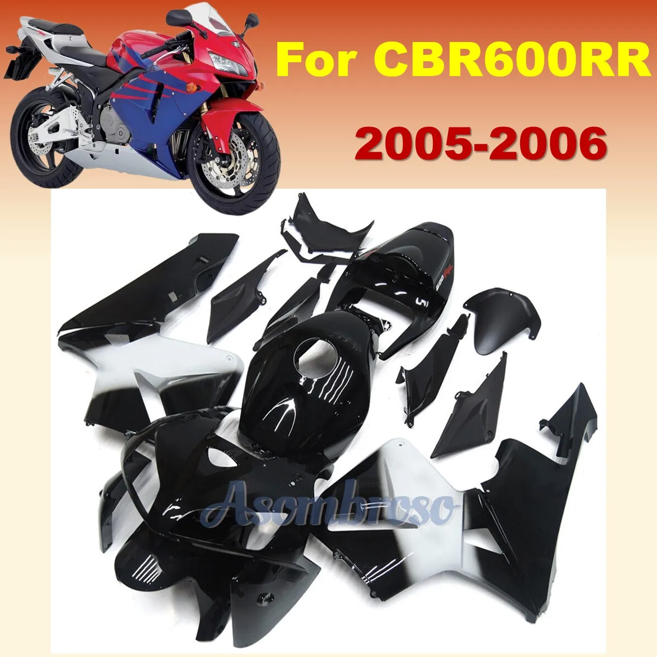 

Бесплатный набор обтекателей на заказ для Honda CBR600RR 05 06 CBR600 RR 2005 2006 F5, 100% детали мотоцикла, черный, белый цвет