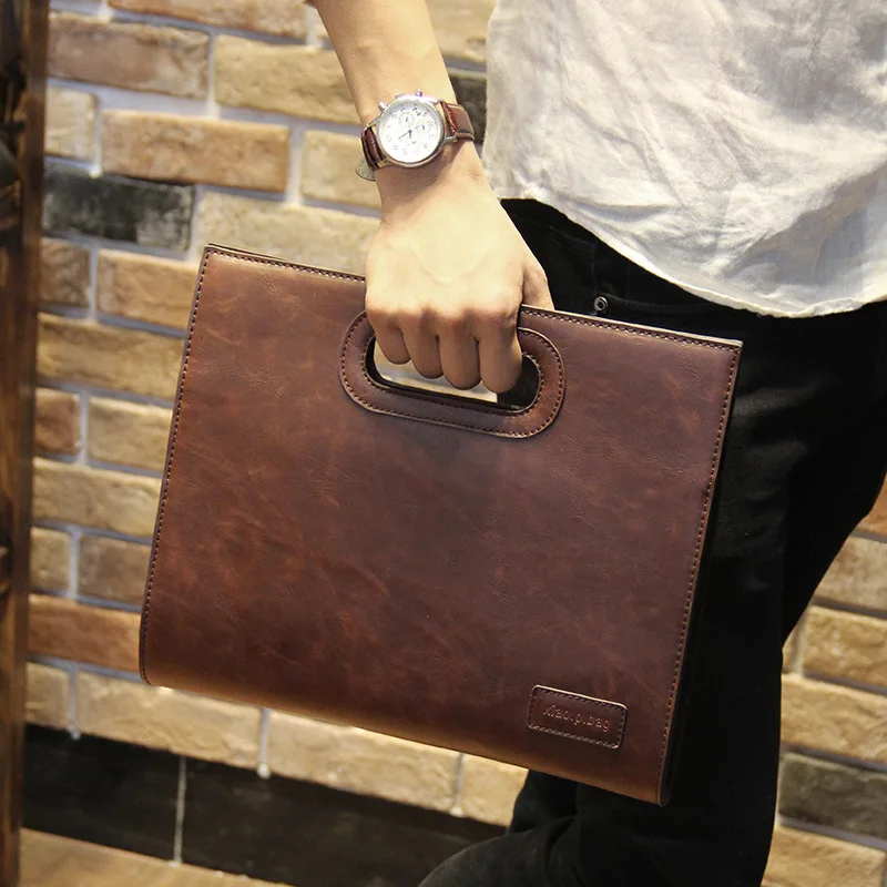 Vintage Men's Briefcases Handbag Business Office Bags Maletines Crazy Horse Leather New IPad Men's Bags Bolsas Male Bag For Men