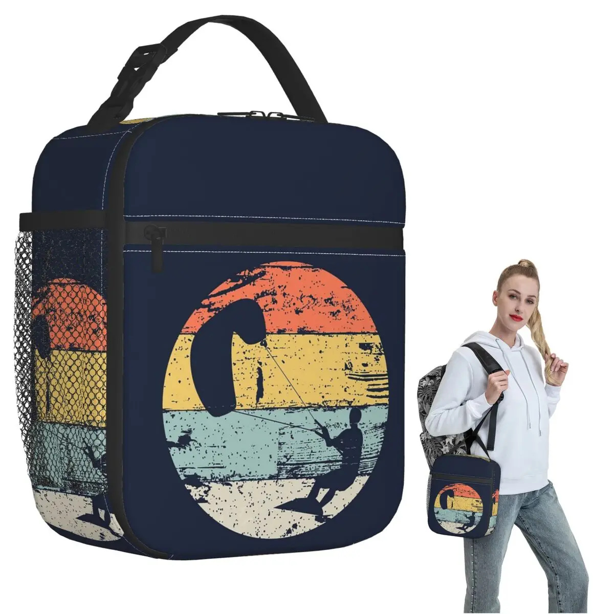 Kite Boarding Kiteboarder Look Gif Insulated Lunch Bag for Women Kids Portable Food Boxes Thermal Lunch Box Tote