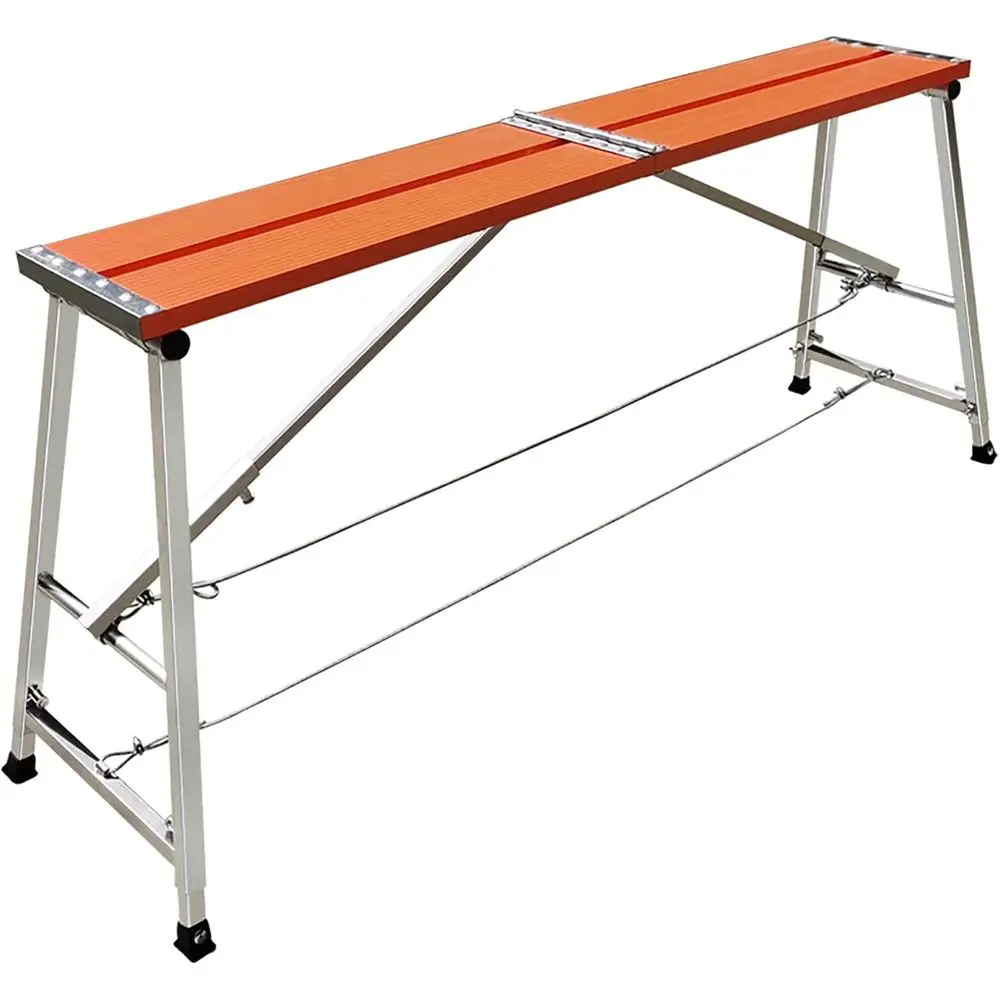 Adjustable Height Work Platform for Drywall and Multipurpose Ladder with Stool, 40cm x 150cm Work Bench
