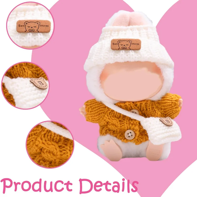 Doll Clothes for 17 cm Labub Plush Toy Keychain, Labub Plush Clothing Set (without Labub Doll)