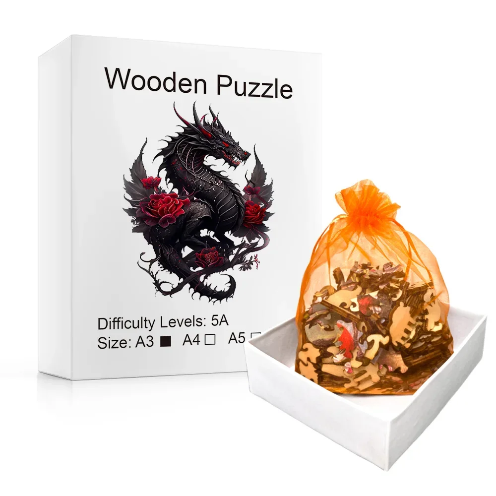 New Flying Dragon Kids Adult Wooden Puzzle, Animal Special-shaped Puzzle Block, Suitable For Birthday Gifts For Children