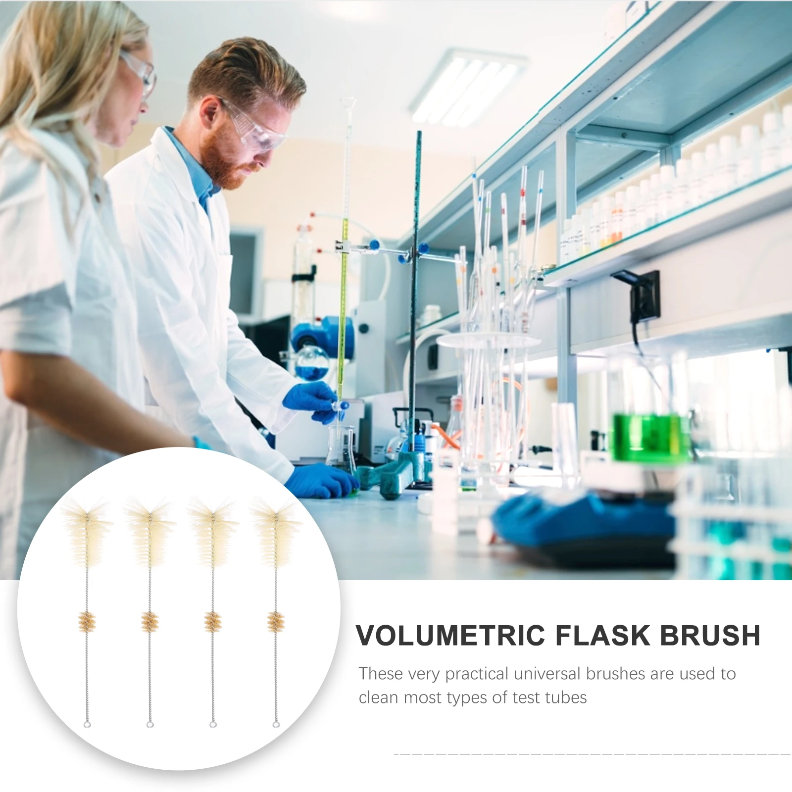 

Volumetric Bottle Brush Glass Test Tube Cleaning Pipeline Pig Hair Boiling Flask Tube Cleaner Long Straw Bristles Bottle Wall