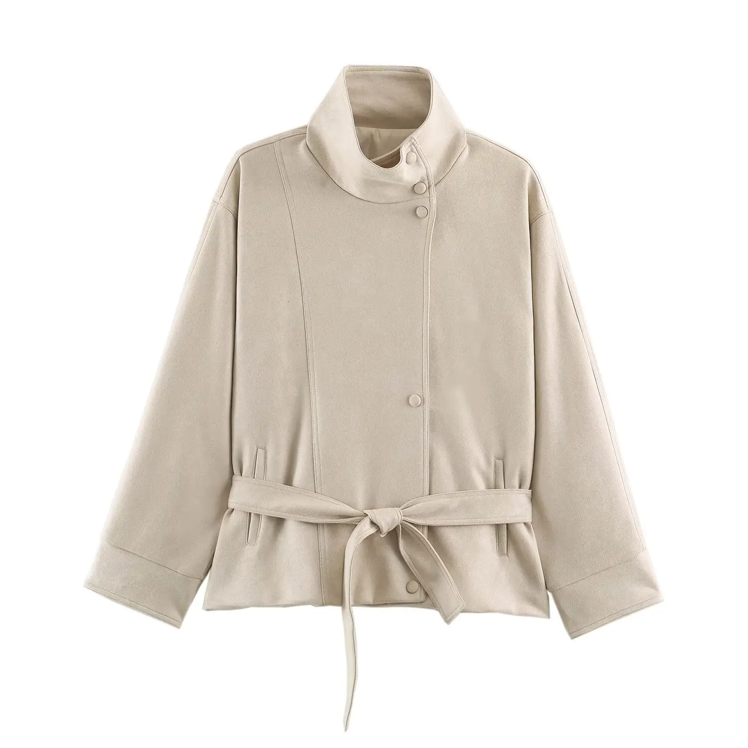 KONDALA Damen Vintage Gürtelmantel Elegante Pendlerjacke aus Kunstwildleder Neuer Herbst-Winter-Mantel 2026 Schicker Street-Style Stehkragenmantel