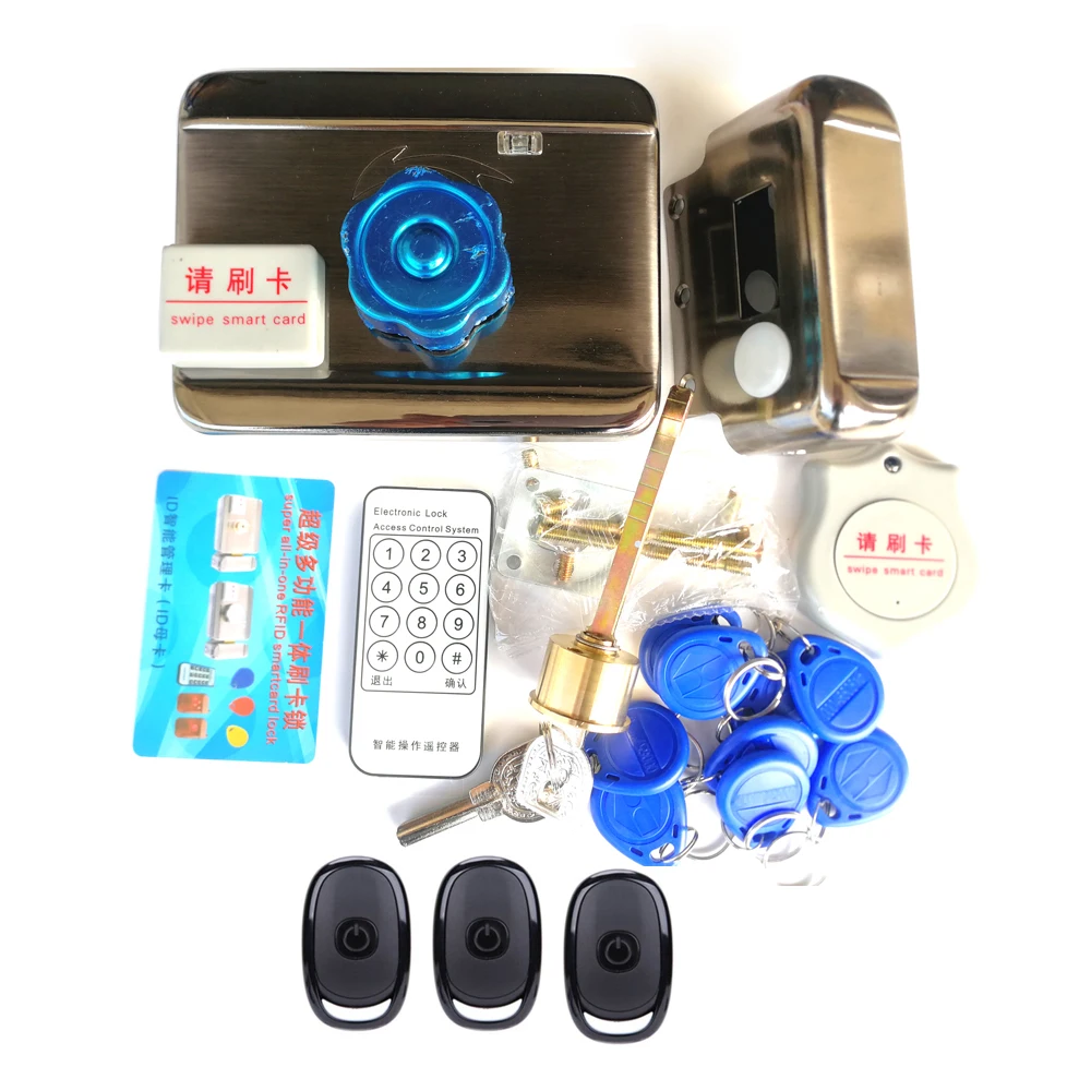 12VDC Rim Electronic Lock Electric Gate Lock Mute RFID Door Lock Home Door Gate Security Lock