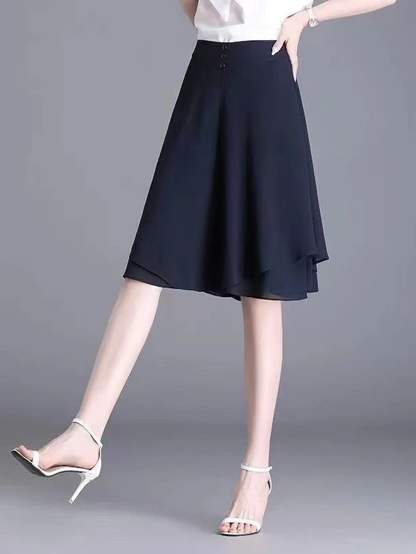 

plus Size Summer Thin Wide Leg Five-Quarter Skirt Pants Loose Elastic Waist plus Size 200 Pou Fat MM Commuter Sle High W...