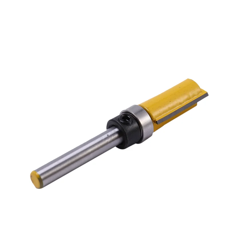 A19F-12Pcs Broca enrutadora de ajuste al ras de 1/4 pulgadas, broca con patrón, rodamiento superior e inferior, plantilla de hoja de 1/2 pulgadas, cortador de madera con borde