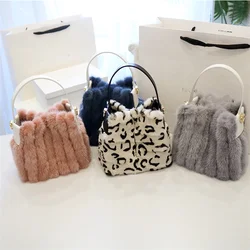 Women’s Clothing Designer Fur Handbag 2023 New Mink Fur Leonard Print Large Capacity Luxury Fur bag For Women