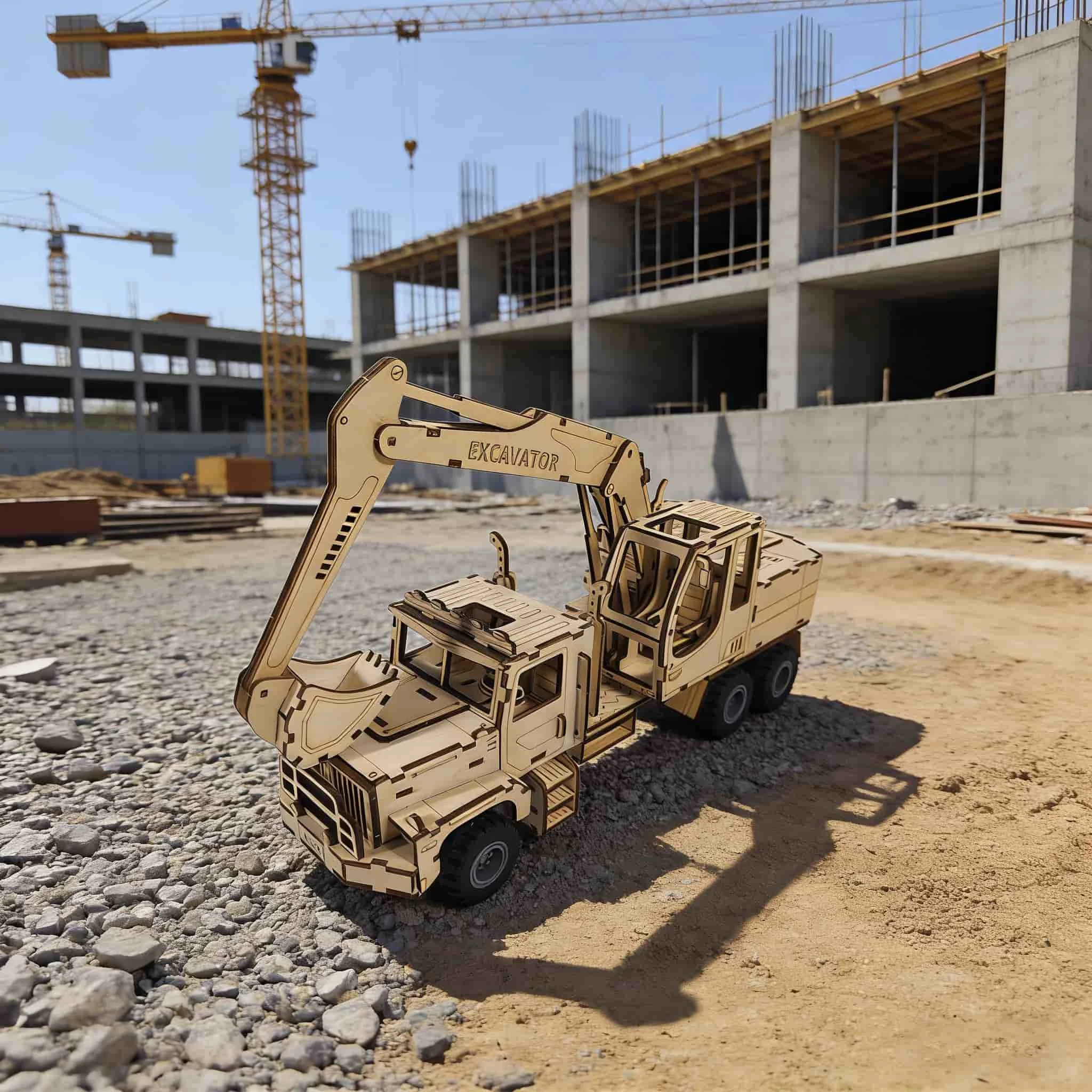 

1 Wooden 3D Puzzle Excavator DIY Wooden Assembly Model Creative Holiday Decor Gift Perfect for Family Assembly