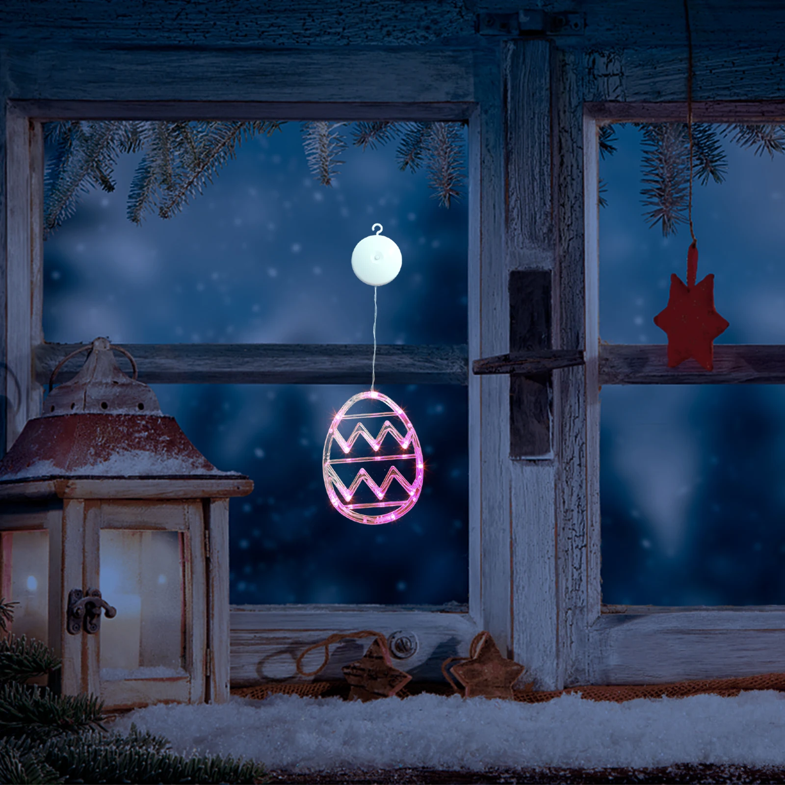 

Easter Egg Shaped Window Light Round Suction Cup Led Decor For Glass Mirror Metal Festival Party Decoration Indoor