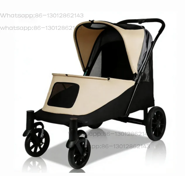 Stroller for Medium/Large Dogs One-Click Folding 4 Wheel Pet Foldable Dog Stroller for 2 Dogs Jogger with Storage Pocket
