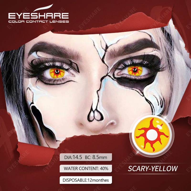 EYESHARE Halloween 2pcs Contact Lenses for Eyes Cosplay Anime Colored Lens Makeup Beauty Contact Lenses Eye Cosmetic Color Lens