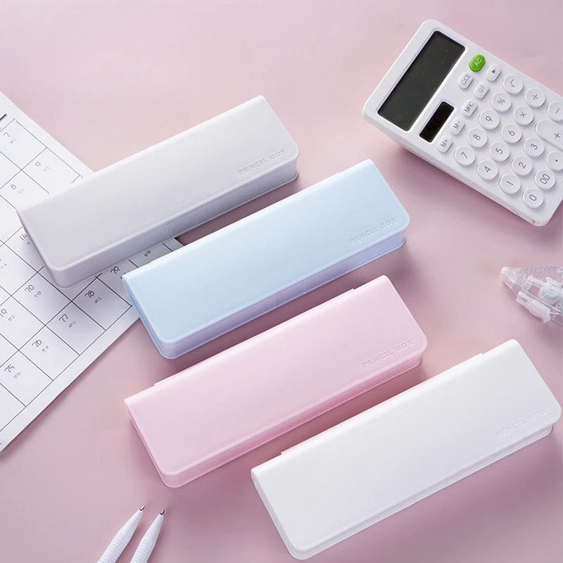 

10Pcs Pencil Cases School Office Portable Simple Plastic Box Pens Storage Stationery Supplies
