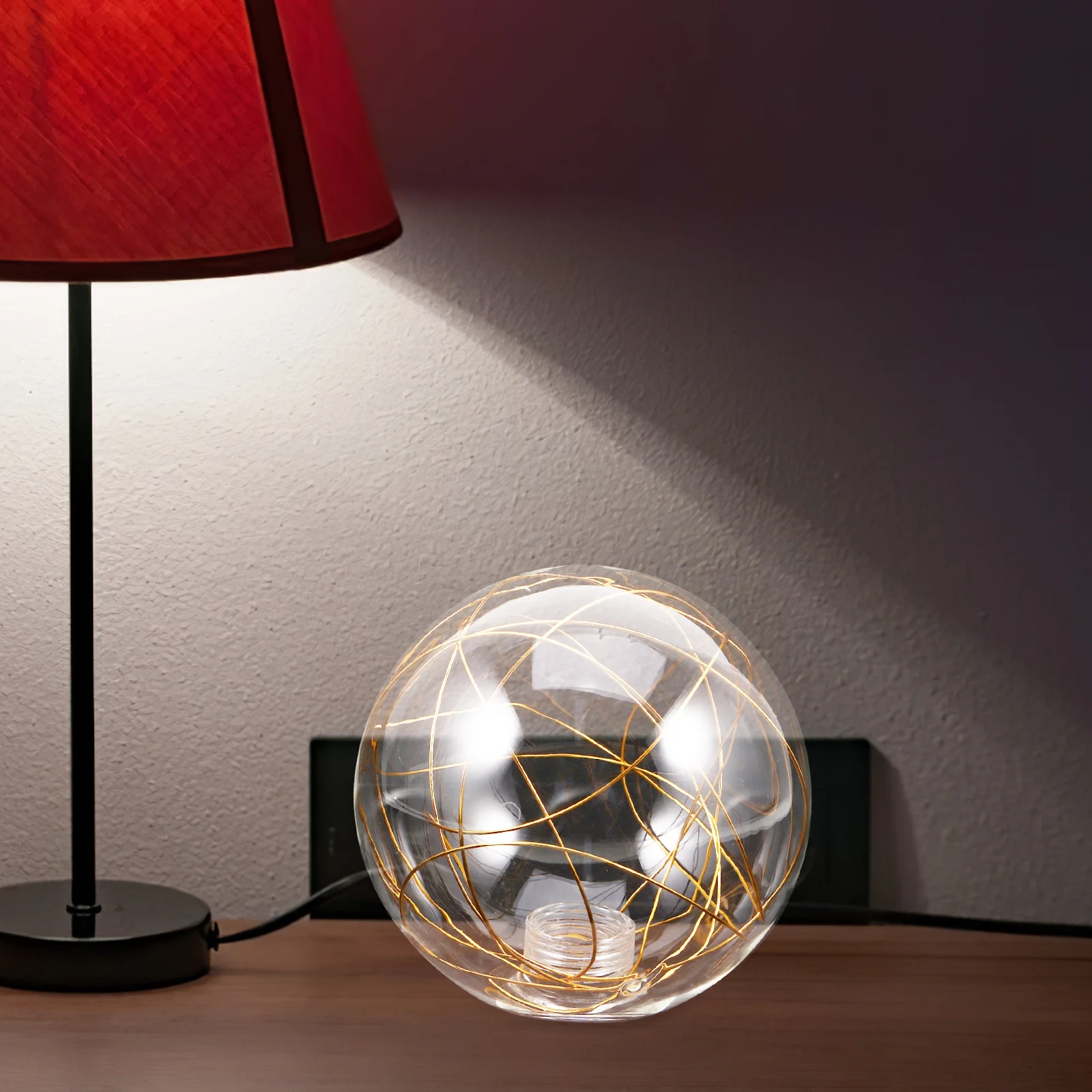 

Glass Globe Lamp Shade Clear Replacement Ball Pendant Light Cover with Aluminum Wire for G9 Ceiling Fixture Decorative Round