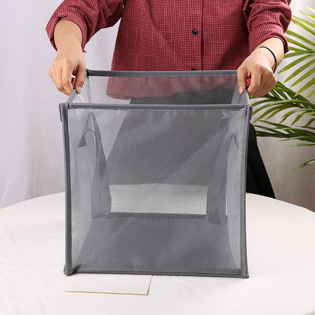 

Folding Laundry Hamper Mesh Large Capacity Storage Handle For Dirty Clothes Baby Home Use Laundry Basket Container Foldable