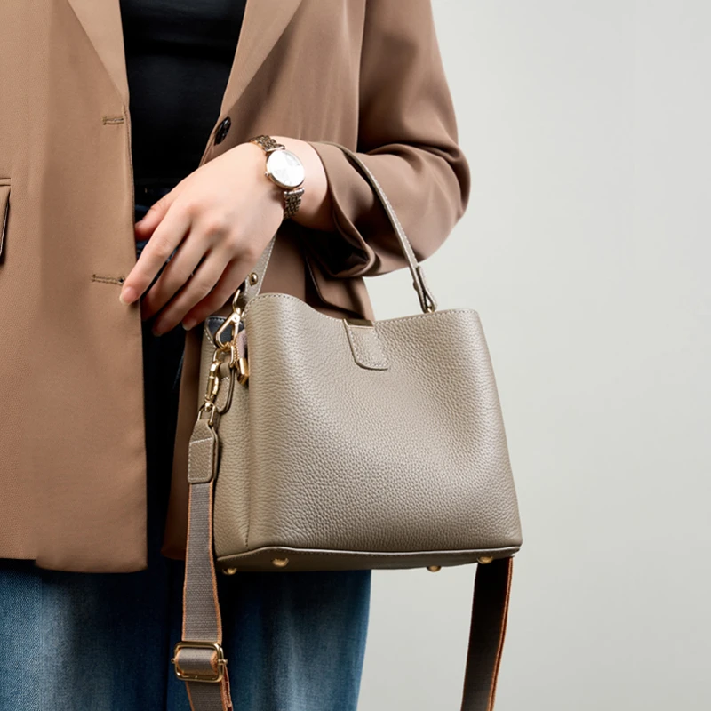 

Сумки-тоут Burminsa из натуральной кожи для женщин, 2025, роскошные дизайнерские, с широким ремнем, для работы, женские наплечные и кроссбоди сумки