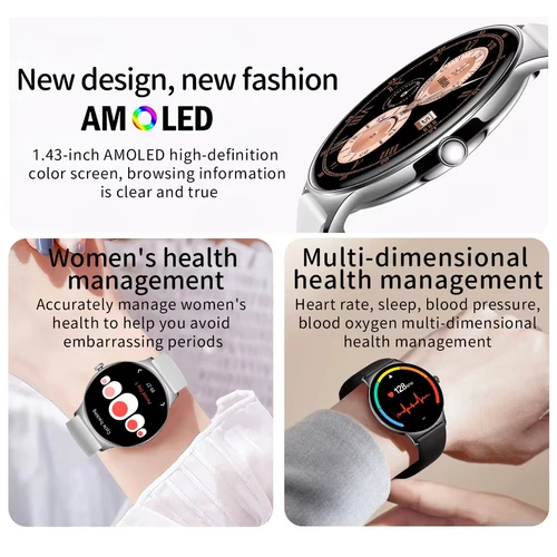 Imagen 2 del producto 2025 nuevo reloj inteligente NFC para mujer 466*466 pantalla HD rastreador de salud voz deportiva llamada Bluetooth Smartwatch mujeres para Android ios