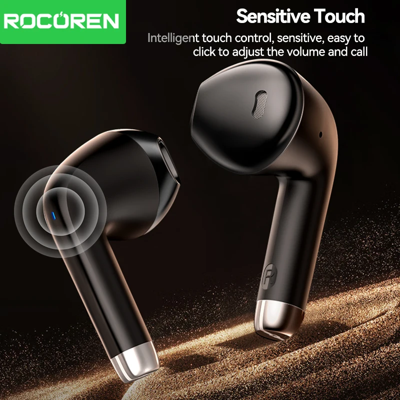 Rocoren mini fone de ouvido sem fio bluetooth r01 tws bluetooth5.3 fone de ouvido in-ear controle de toque esportes fones de ouvido para jogos