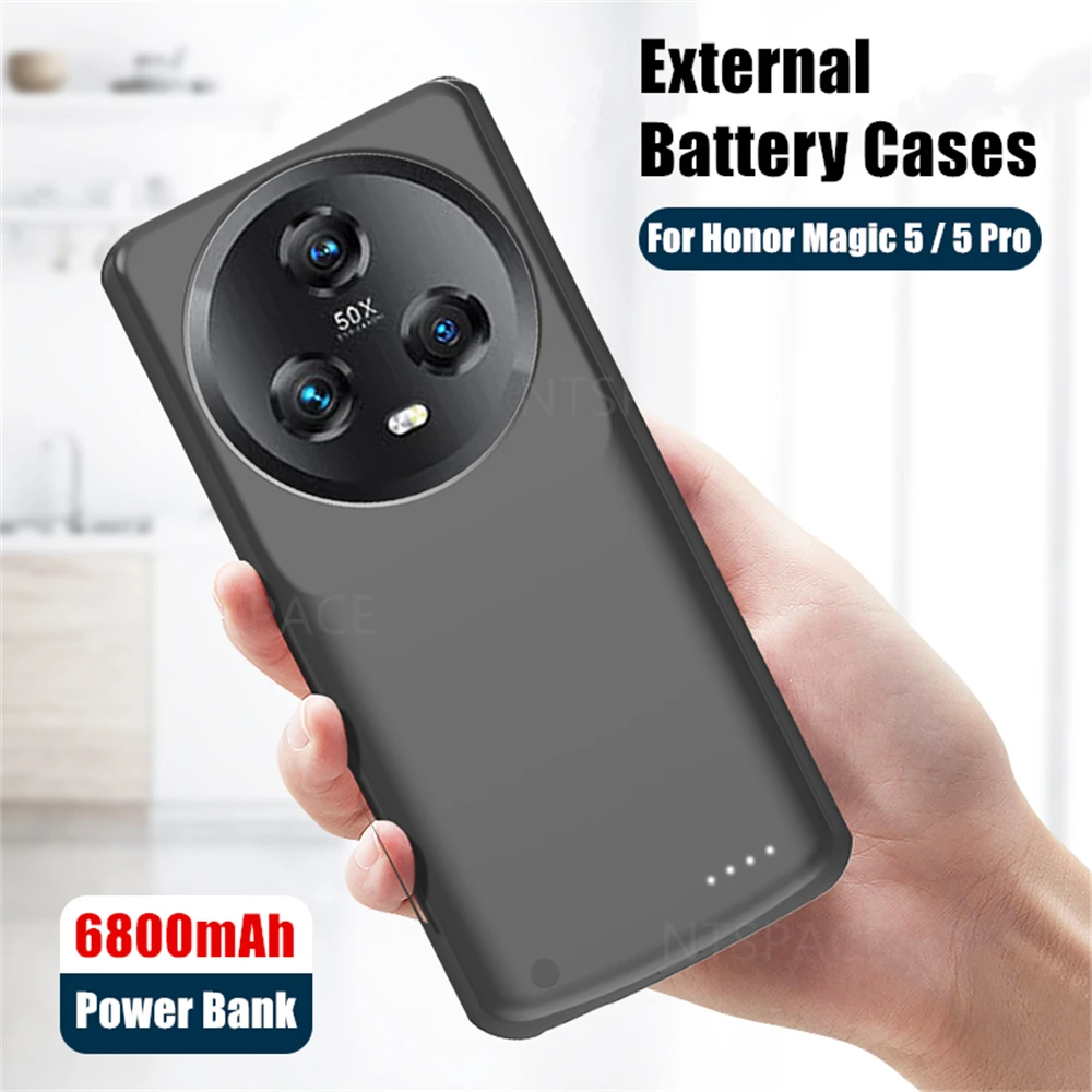 Portable Power Bank Cover For HONOR Magic 5 Pro Battery Cases 6800mAh External Battery Charging Cover For Magic 5 Powerbank Case