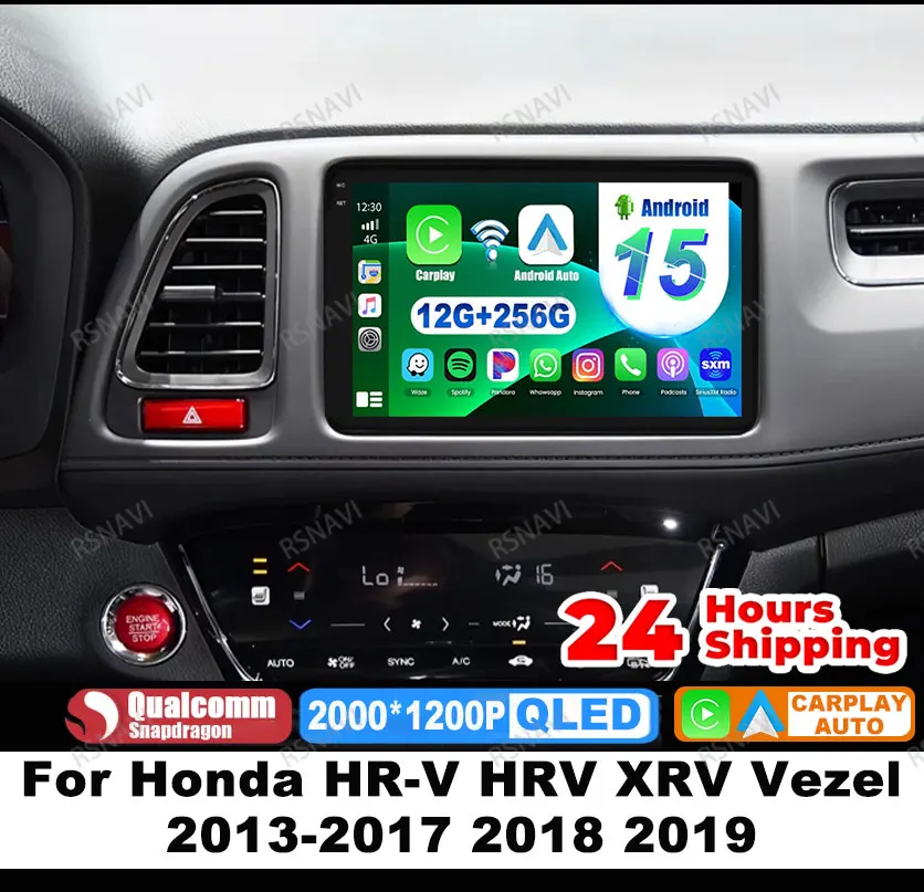 

Автомобильный радиоприемник Android 15 для Honda HR-V HRV XRV Vezel 2013-2017 2018 2019, навигационный стерео мультимедийный проигрыватель Viedo Player Qualcomm 4G LTE