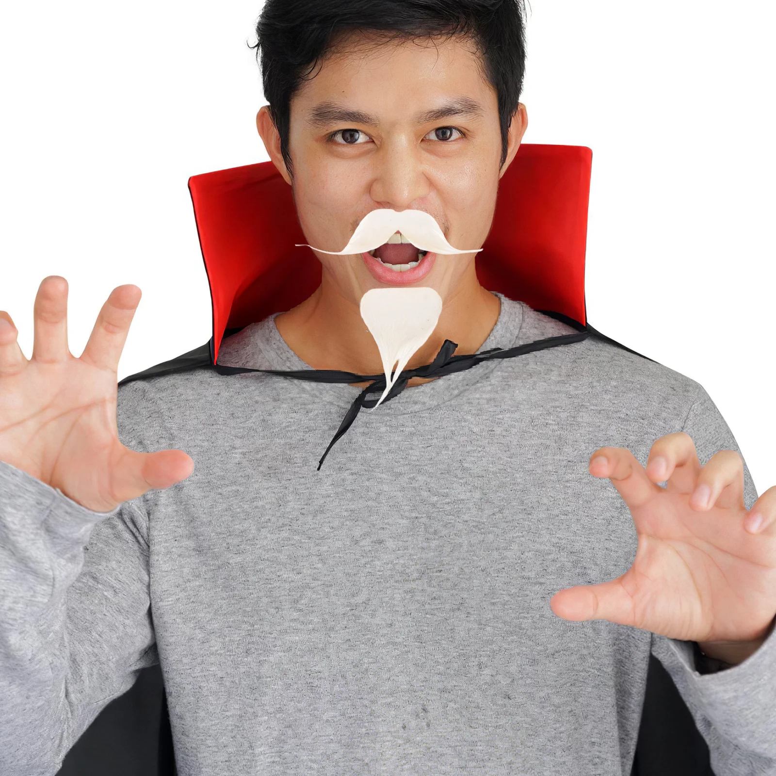 2 set White Beard Mustache Set Funny Fake Beard For Halloween Christmas Carnival Realistic Facial Hair Prop Old Man Gnome