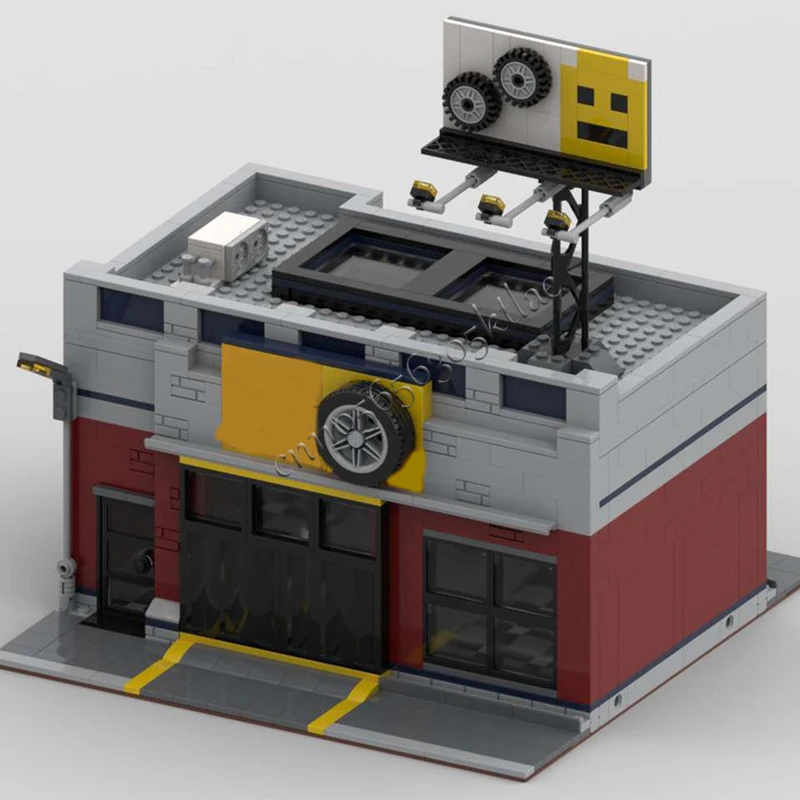 927 PCS MOC Creative City Street View Modular Tuning Workshop Model Architecture Building Block Diy Kid Assembly Bricks Toy Gift