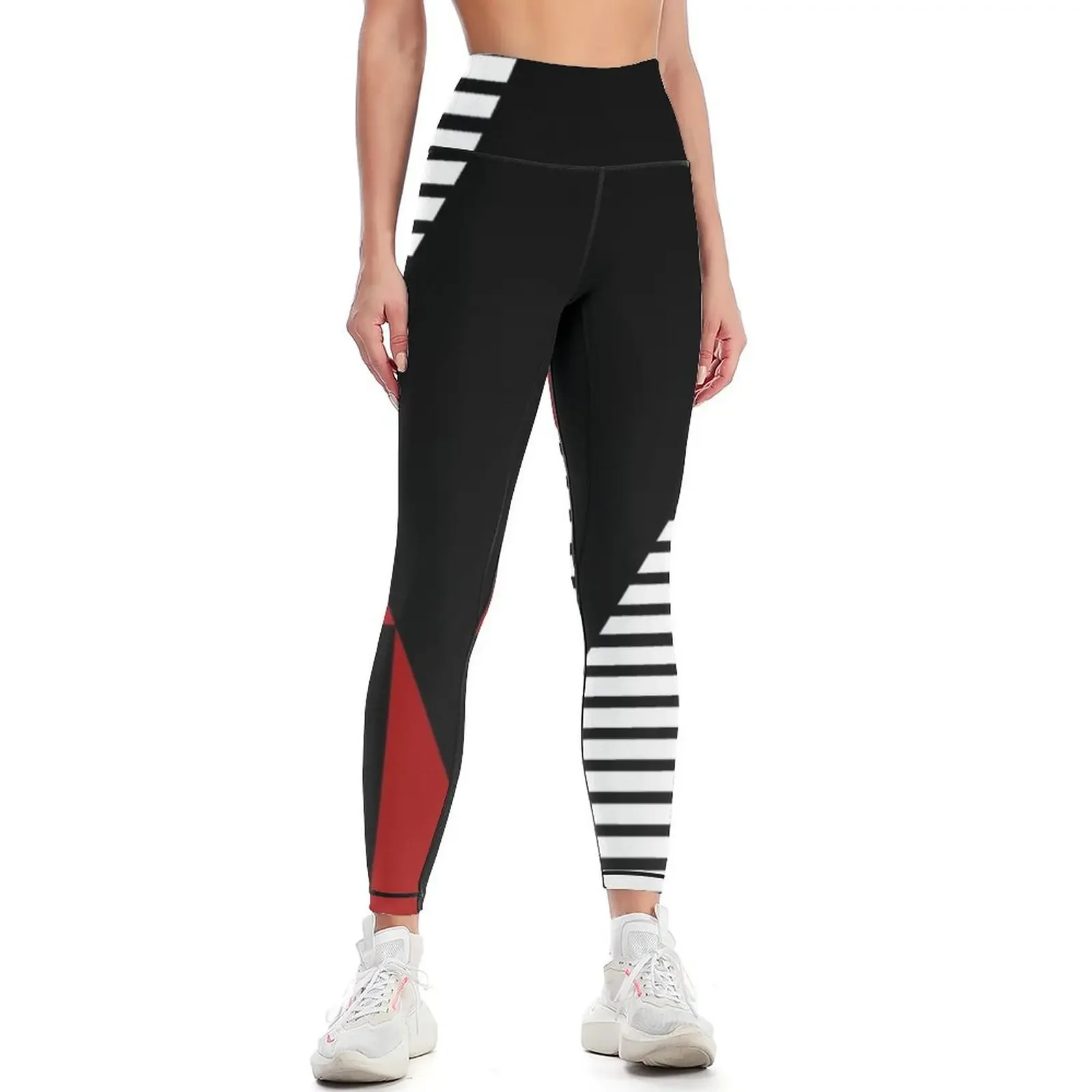

Red & Black Geometric Abstraction Leggings push up tights for Women's pants joggers for gym's sportswear Womens Leggings