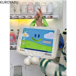 Sevimli bilgisayar çantası kadın postacı çantası bayanlar Crossbody çanta karikatür baskılı Kawaii çanta Harajuku öğrenci Y2k omuzdan askili çanta