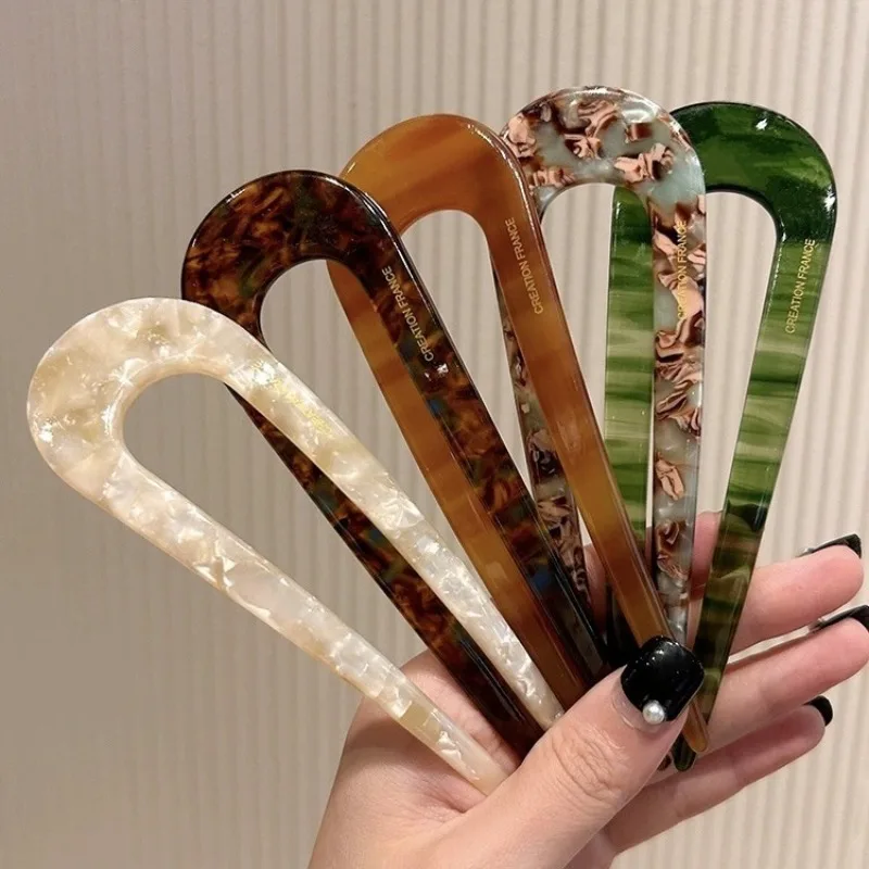 

Vintage Chinese Style Women's Hair Accessories U-shaped Female Hairpin Fashionable Mineral Patterned Meatballs Hairpin for girls