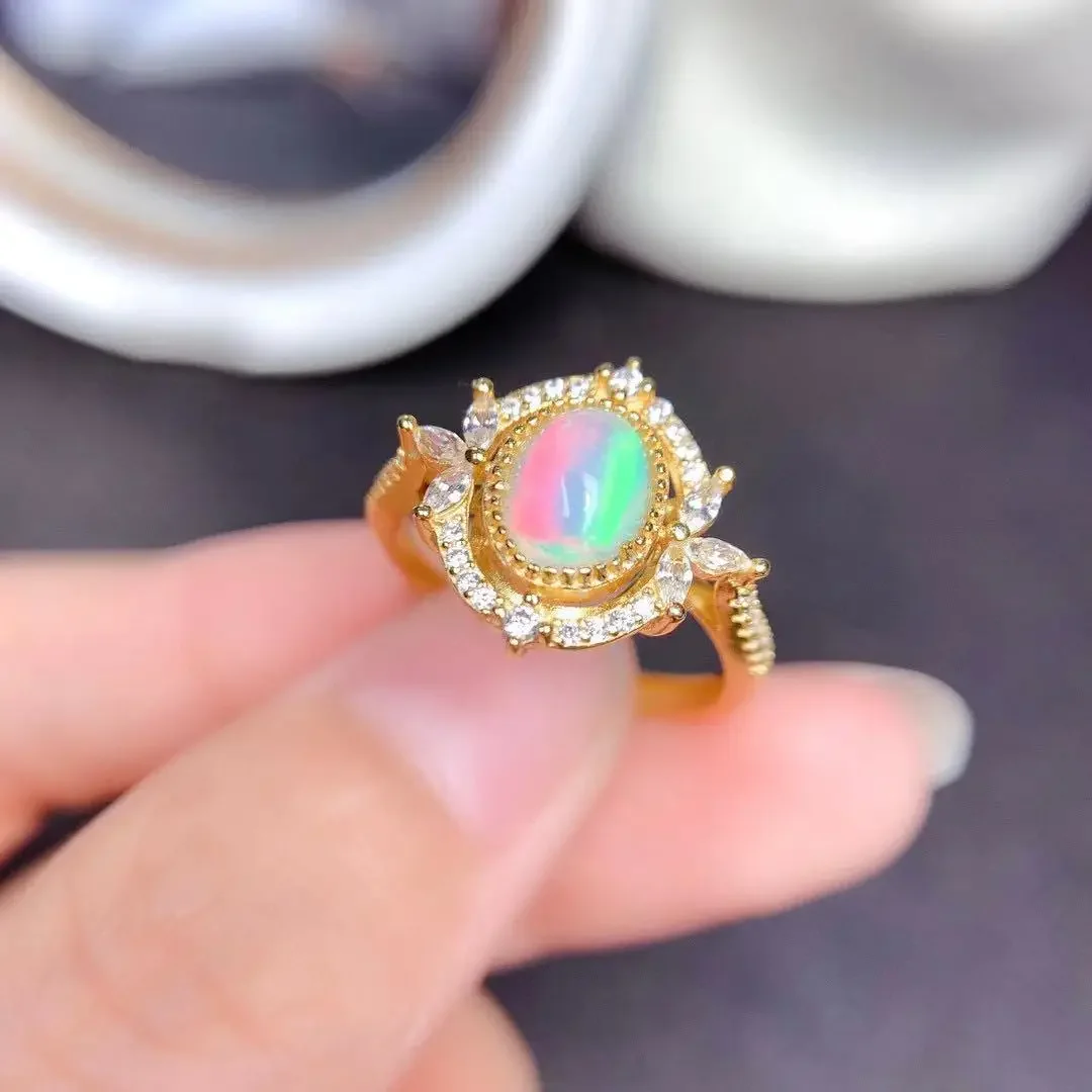 

Винтажное серебряное кольцо с опалом для вечеринки 6 мм * 8 мм, 100% натуральный опал, серебряное кольцо, твердое серебро 925 пробы с опалом, ювелирное изделие, подарок для жены