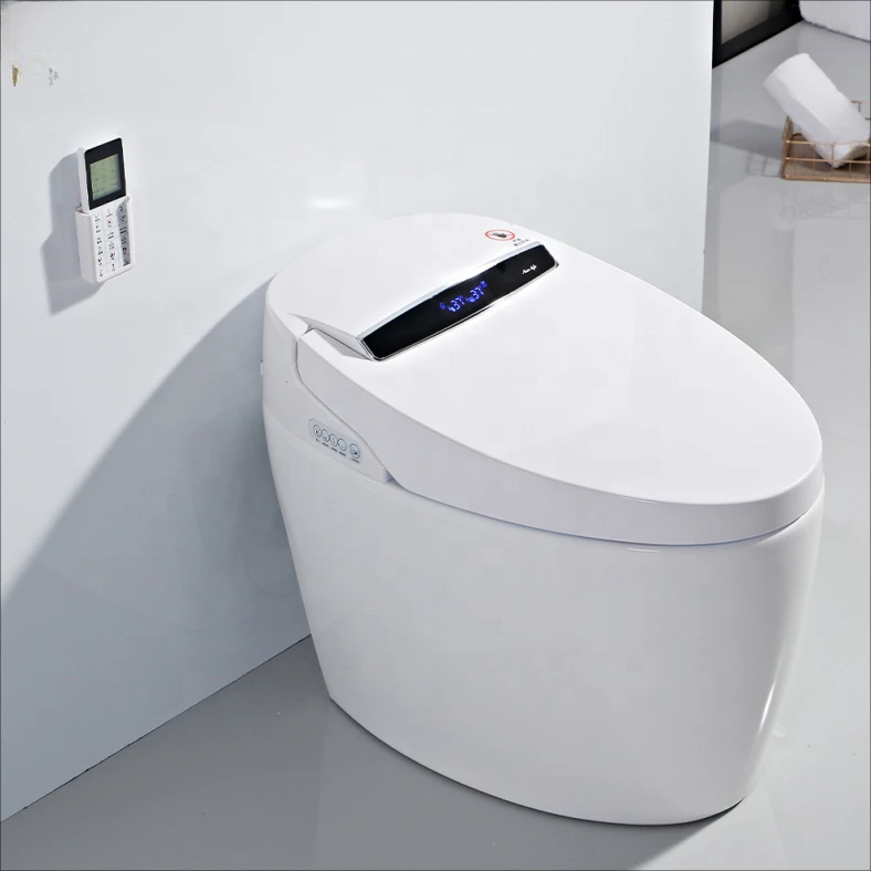 Wholesale bathroom wc toilets one piece kicking automatic flushing washroom smart intelligent wc toilet