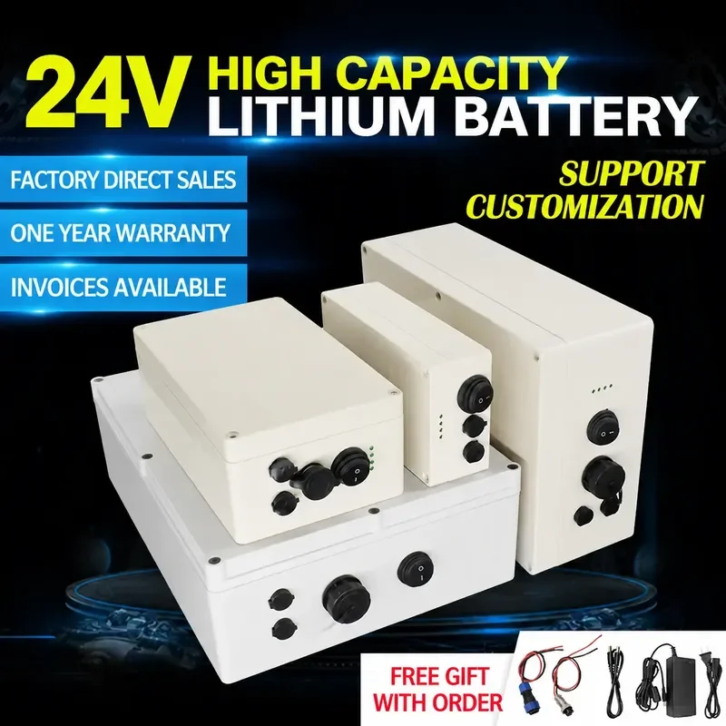 24V Lithium Battery Pack with 18650 Cells Waterproof Case High Power Rechargeable for Solar Street Light