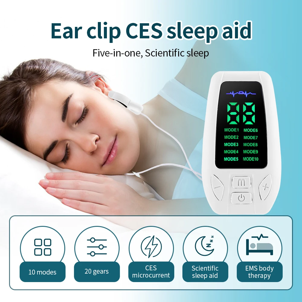 CES Sleeping Aid 10 Modes Microcurrent Stimulation Insomnia Electrotherapy Device Anxiety Migraine Relieve Head Pain Relax