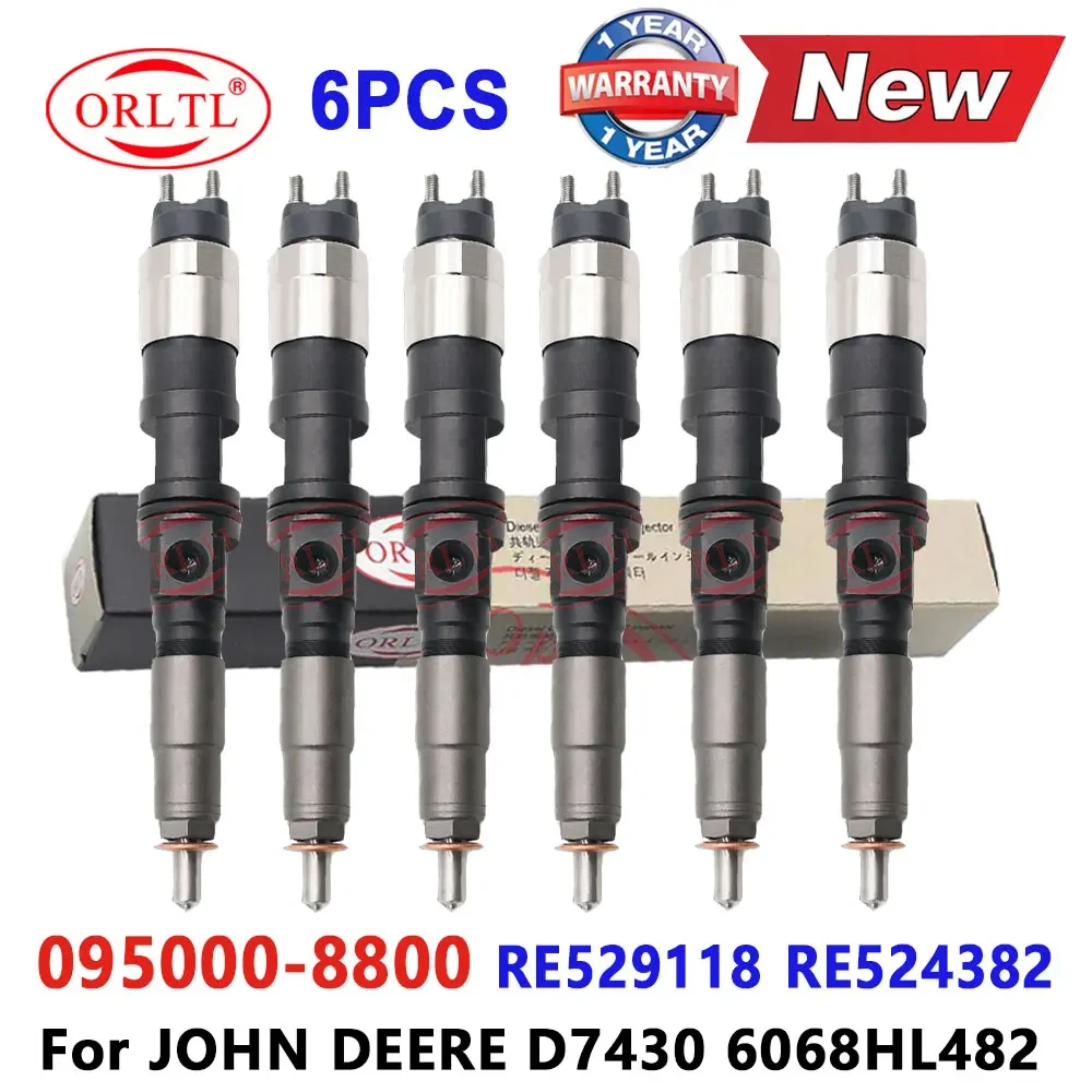 

6PCS 095000-8800 RE546781 RE524382 RE524382 RE529118 SE501926 Diesel Injector Assembly 0950008800 for John Deere D7430 Engine