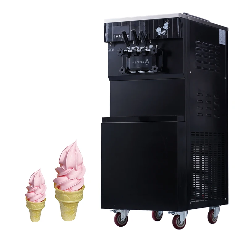 Commercial Three Flavor Ice Cream Machine 1800W Black Ice Cream Machines Prices