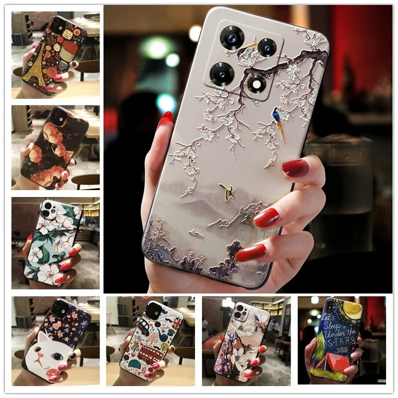 3D Relief Phone Case For Infinix Note 30 Pro Case Floral Silicon Cover For Infinix Note 30 4G Note30 5G 30i Case Fundas Coque