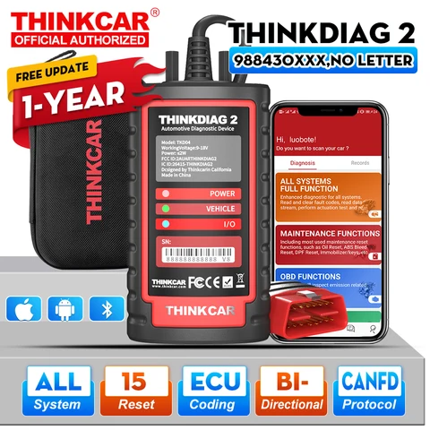 Диагностический инструмент Thinkcar ThinkDiag 2 Ediag Plus 2026 года с поддержкой всех программ, протокола CAN FD, 15 функций сброса, OBD2, двунаправленное кодирование ЭБУ