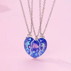 3 Pcs 2024 New Children's Necklace Fashionable Dolphin Shell Creative Magnet Exquisite Love Pendant Jewelry for Gift To Friends