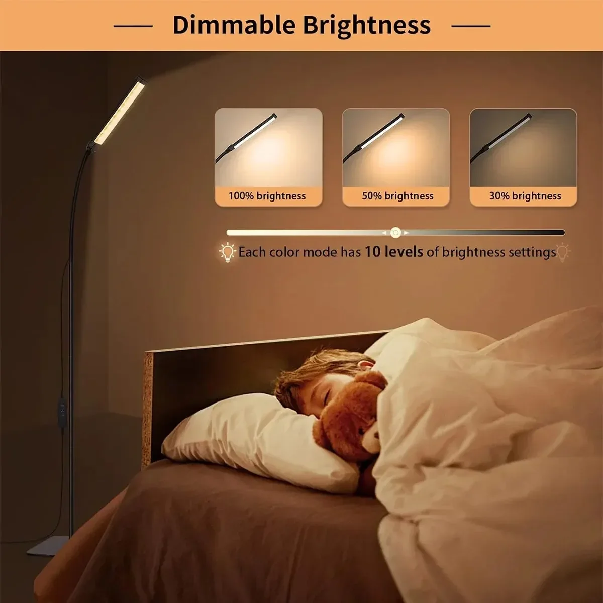 مصباح أرضي LED لغرفة المعيشة قابل للتعديل معقوفة حامل ضوء عكس الضوء غرفة نوم داخلية واقفة القراءة ضوء مكتب الديكور