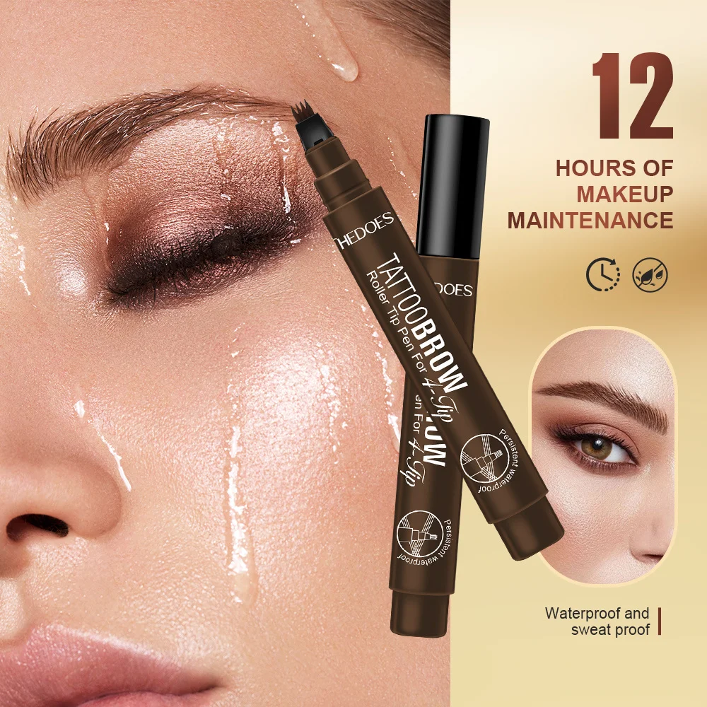 لحية بأربعة محاور، فرشاة، قلم حواجب، ثنائي الغرض مقاوم للماء والعرق، سريع الجفاف في ثانية واحدة