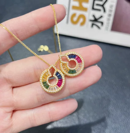 18k gold pendants colorful gemstones pendant au750 jewelry