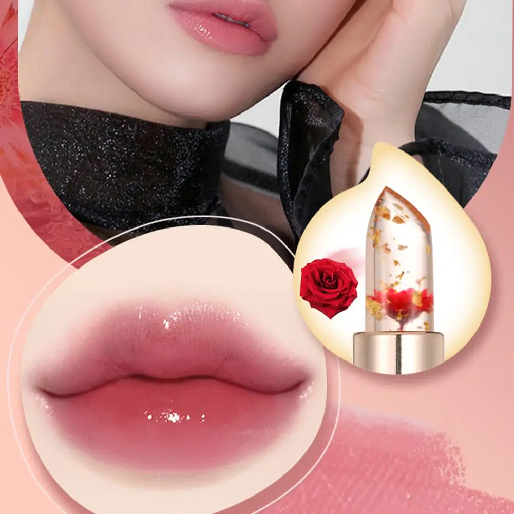 Fresh Flower Jelly Color Changing Lipstick Long-lasting Moisturizing Lip Balm Temperature Non-stick Cup Lips Makeup