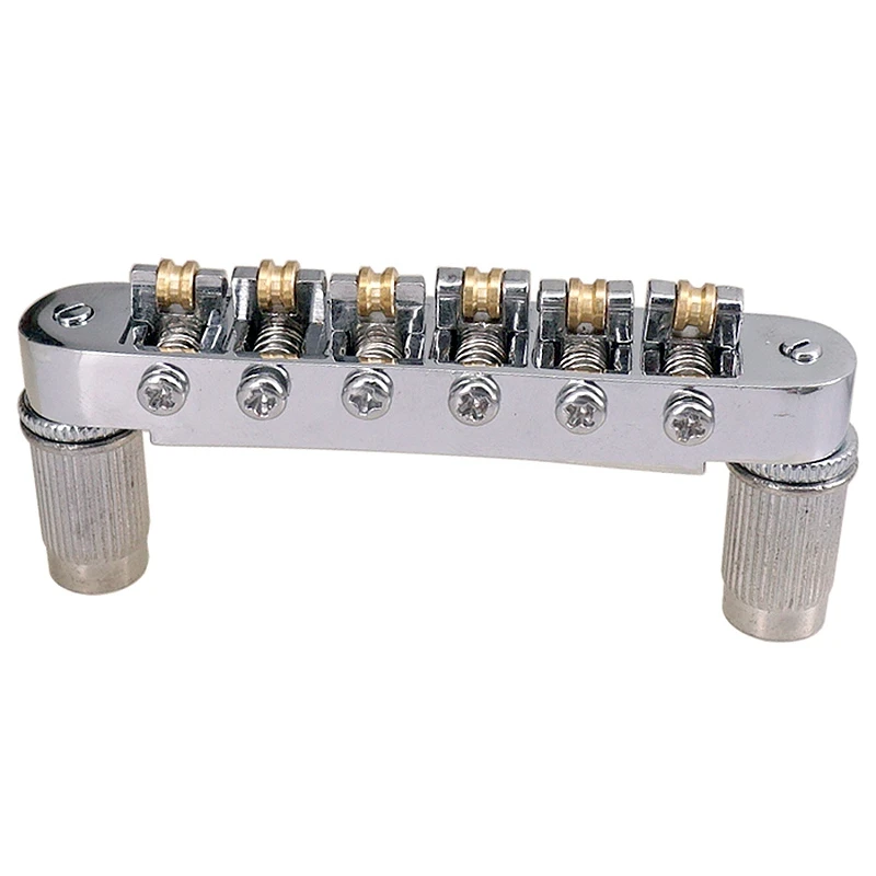 1Pcs Guitar Vibrato Tailpiece Tremolo Flat Top Body Tremolo Unit Vibrato Bridge Silver & 1Pcs Tune-O-Matic Electric Roller Saddl