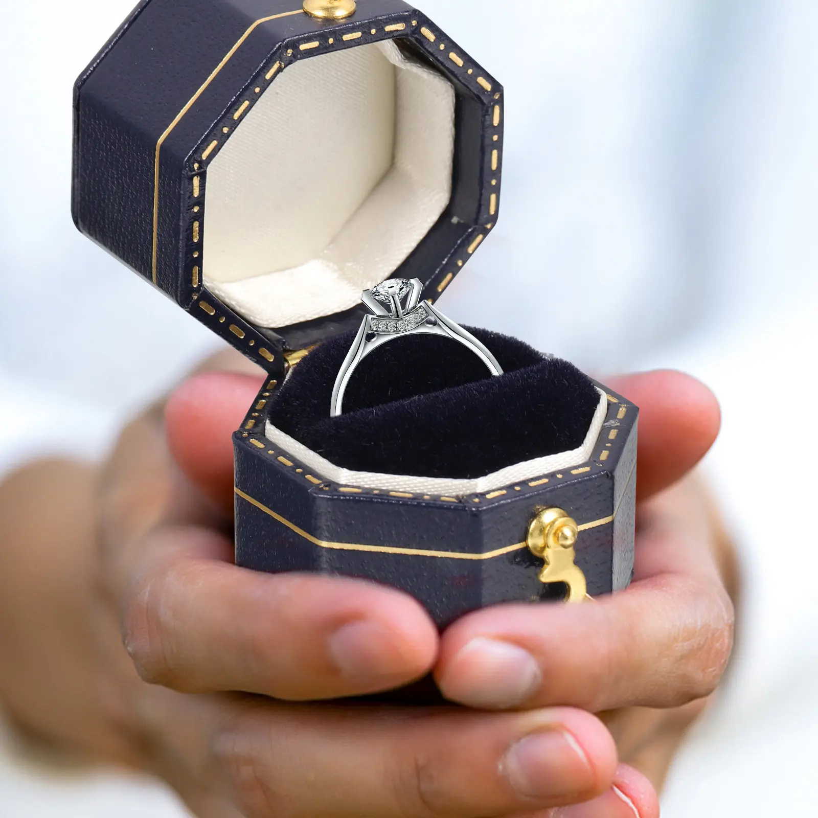 

Коробка для колец премиум-класса, портативный дорожный футляр для хранения, органайзер для свадебных и помолвочных украшений, подарочная упаковка