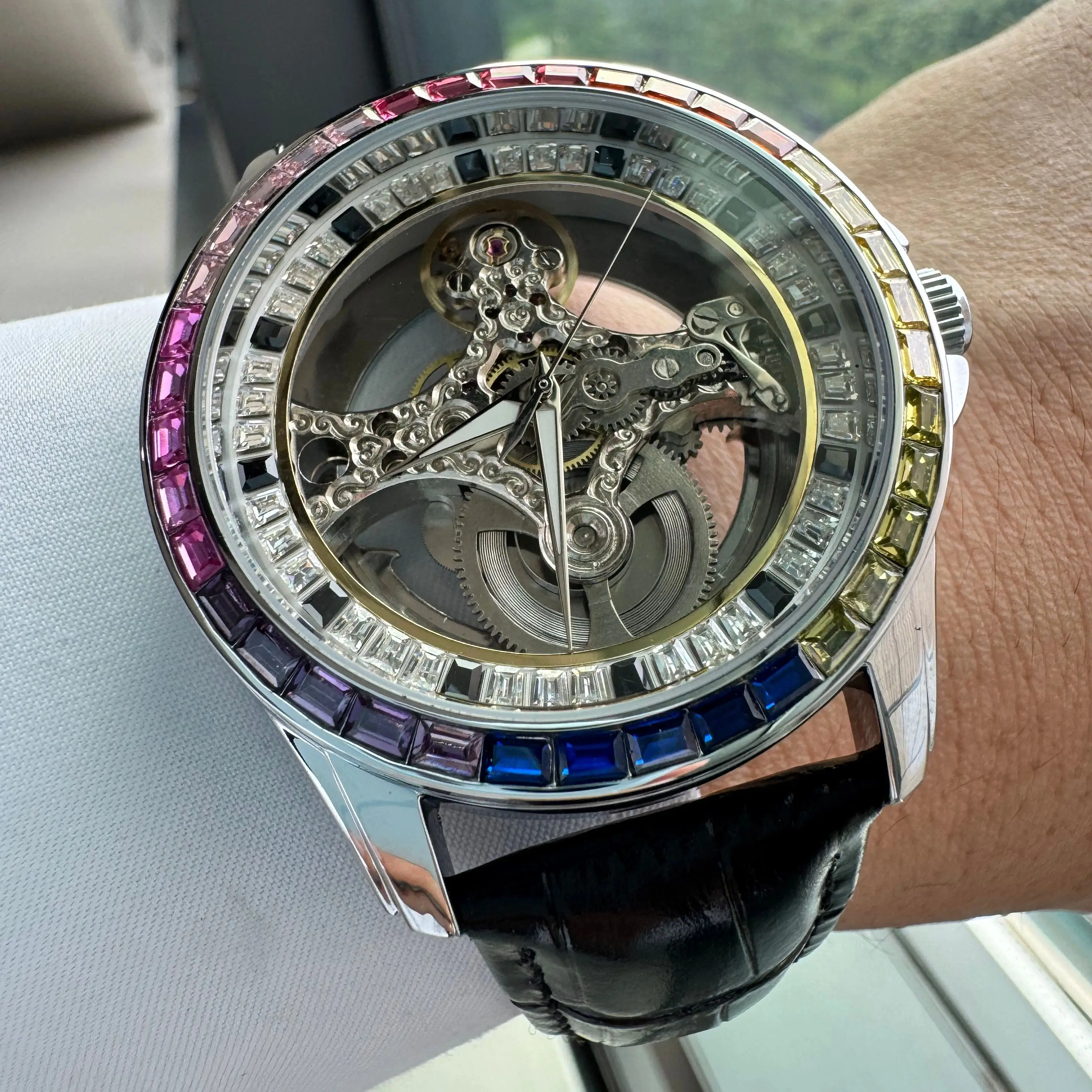 

AOKULASIC Luxury Skeleton Automatic Mechanical Watch for Men Luminous Hands Leather Strap Business Mens Watches Top Brand Clock
